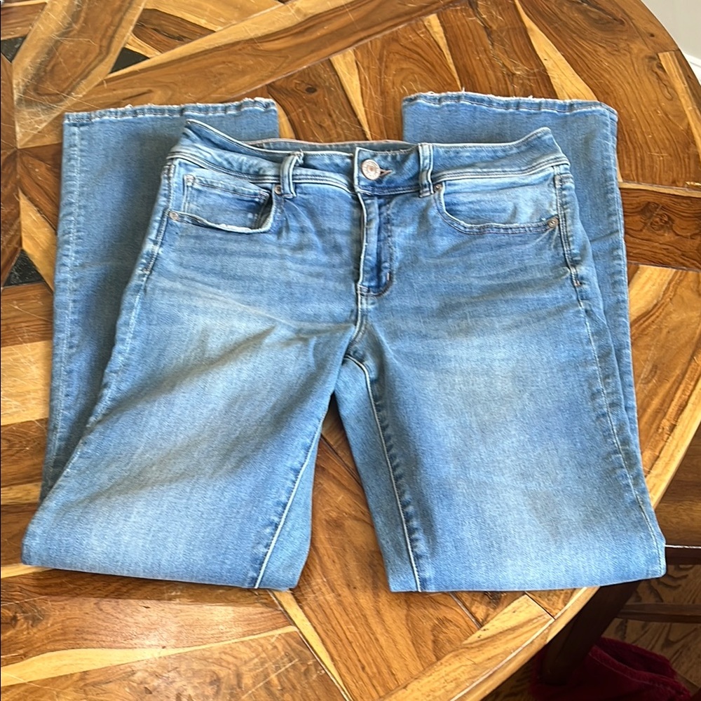 American Eagle Outfitters Blue Flare Wide Leg Jeans- Size 10 Long